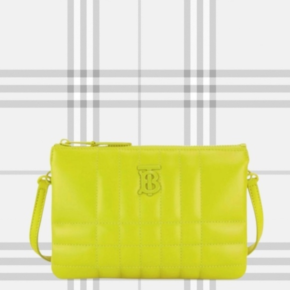 BURBERRY Lola Quilted Twin Pouch Vivid Lime